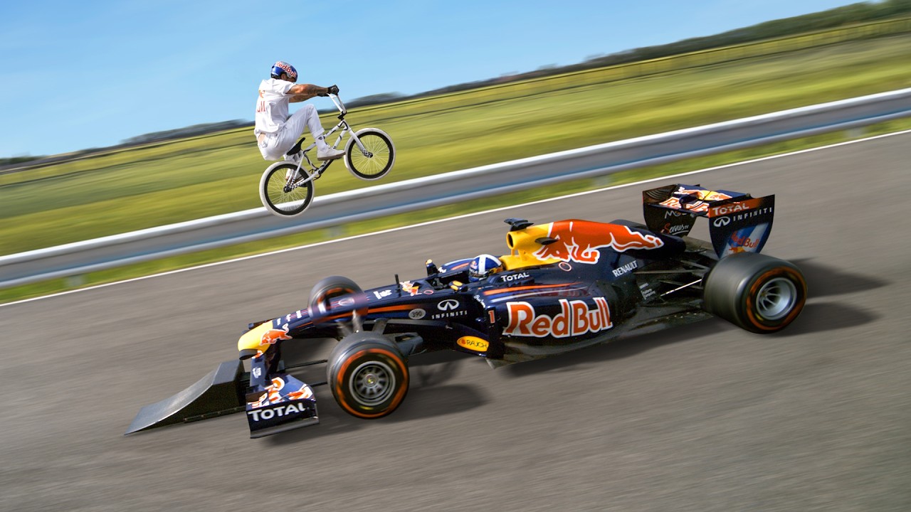 Imagem de destaque para: Jumping Over A Moving F1 Car (world first)